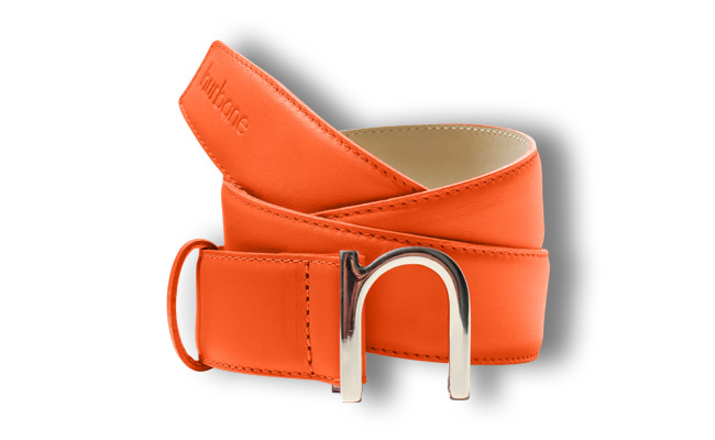 Men's leather belt Monastic orange - Pointed buckle