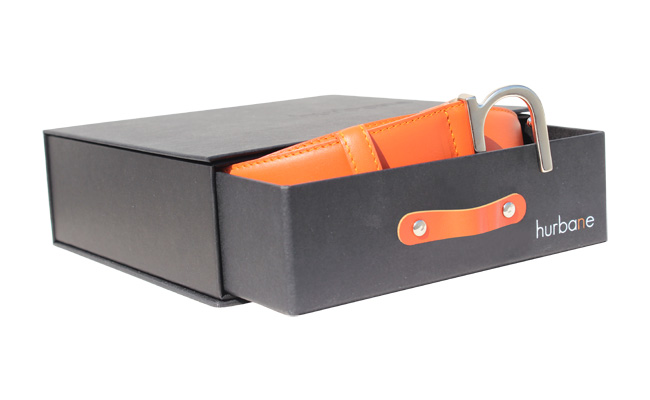 Men's leather belt Monastic orange - Pointed buckle