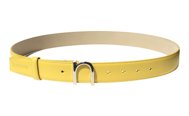 Men's leather belt - Pointed buckle - Yellow Lime