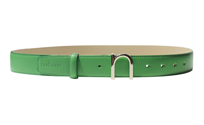 Men's leather belt Bunker Green - Pointed buckle
