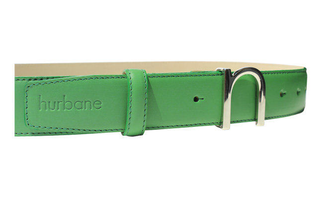 Men's leather belt Bunker Green - Pointed buckle