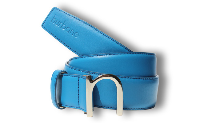 Men's leather belt Arctic Blue - Pointed buckle