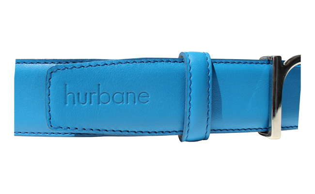 Men's leather belt Arctic Blue - Pointed buckle