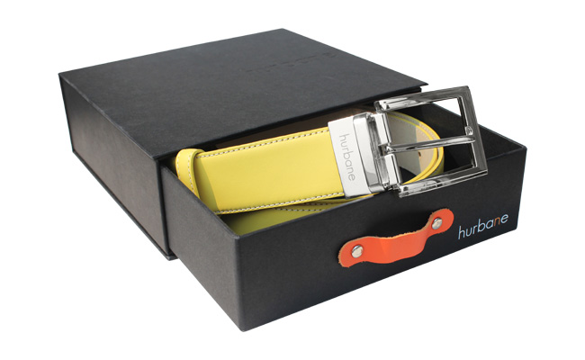 Men's belt - Yellow Lime leather - Engraved prong buckle