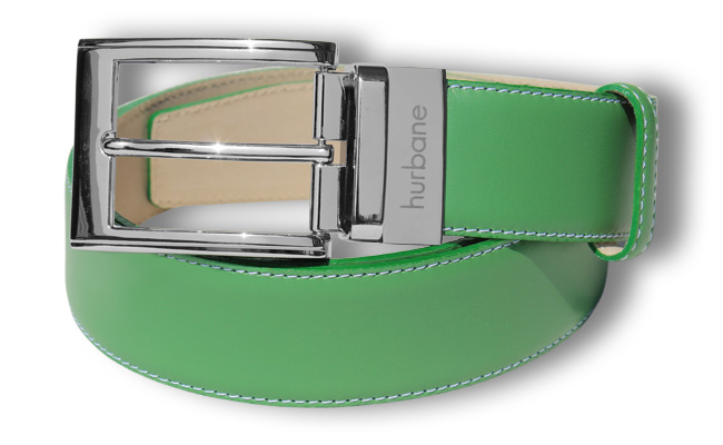 Men's belt - Bunker Green leather - Engraved prong buckle