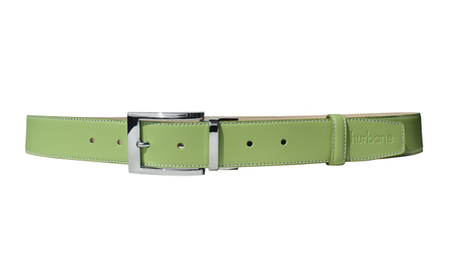Men's belt - Tropical Green leather - Engraved prong buckle