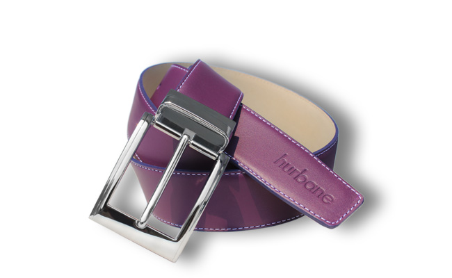 Men's belt - Ultra Violet leather - Engraved prong buckle