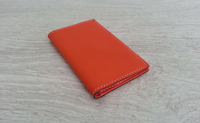 Leather wallet for men - Card holder model- Monastic orange