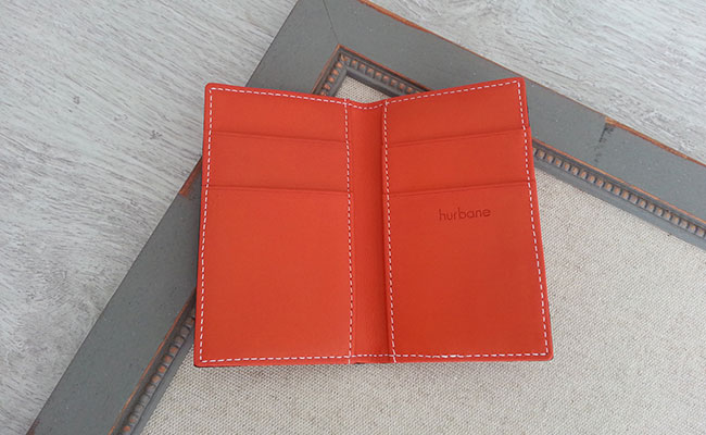 Leather wallet for men - Card holder model- Monastic orange