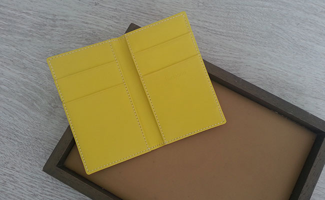 Leather wallet for men Yellow Lime - Card holder model