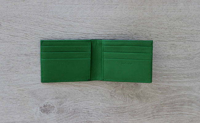 Leather flap wallet for men - Black patent and Bunker Green Leather