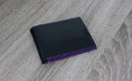Flap wallet for men - Black patent and Ultra Violet Leather