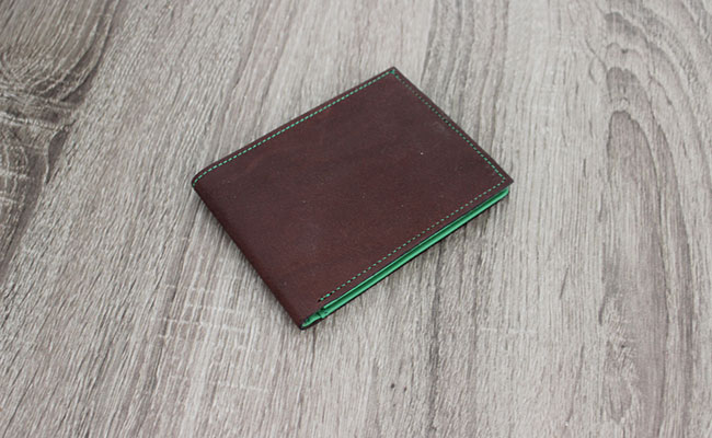 Leather flap wallet for men - Row Brown and Bunker Green Leather