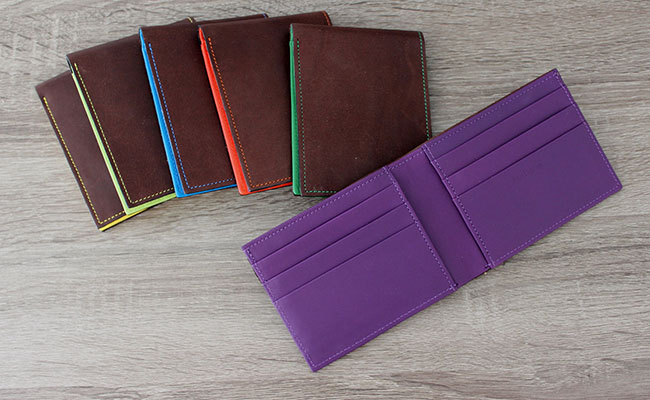 Leather flap wallet for men - Row Brown and Bunker Green Leather