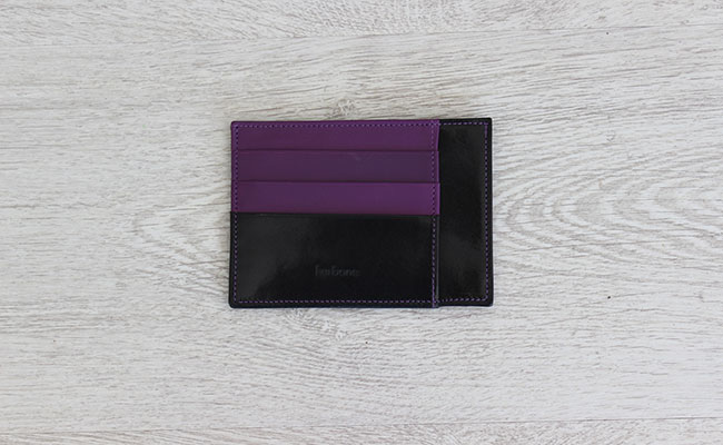 rigid wallet for men - Black patent and Ultra Violet Leather