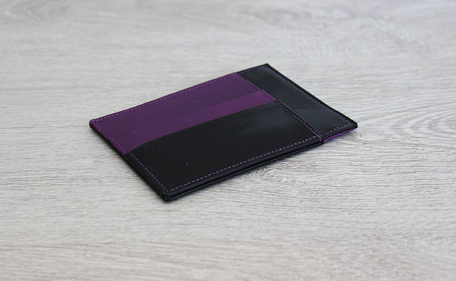 rigid wallet for men - Black patent and Ultra Violet Leather