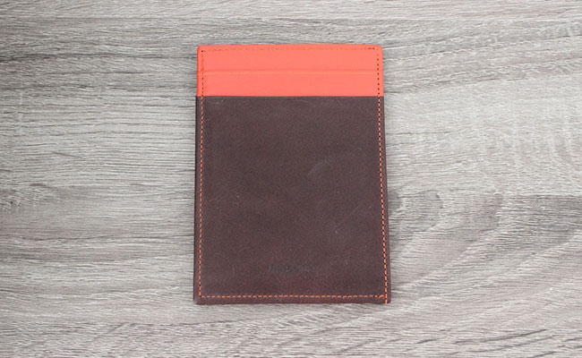 rigid wallet for men - Row Brown and Orange Leather