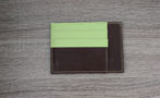 Men Leather wallet - rigid model - Row Brown and Tropic Green 
