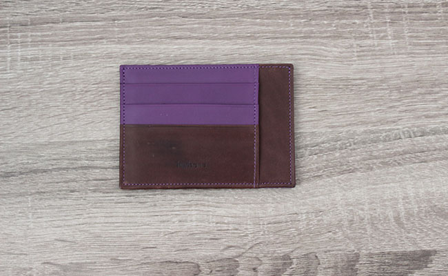 rigid wallet for men - Row Brown and Ultra Violet Leather