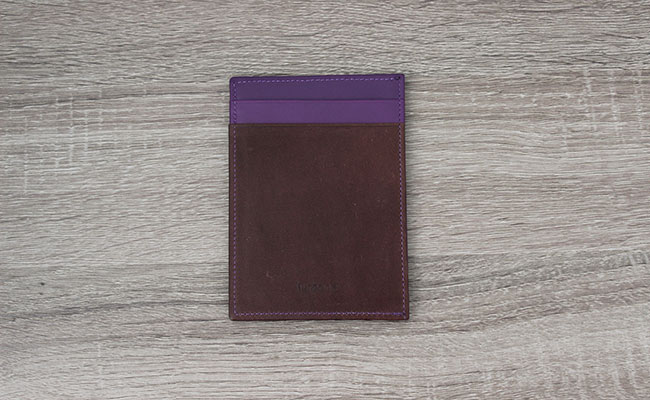 rigid wallet for men - Row Brown and Ultra Violet Leather