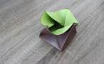 Origami leather coin purse - Row Brown and Tropic Green
