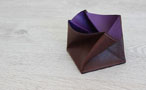 Origami leather coin purse - Row Brown and Ultra Violet
