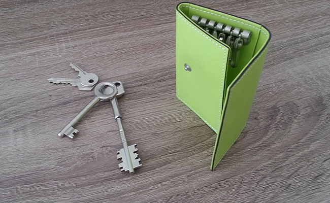Men's leather key case - Tropical Green