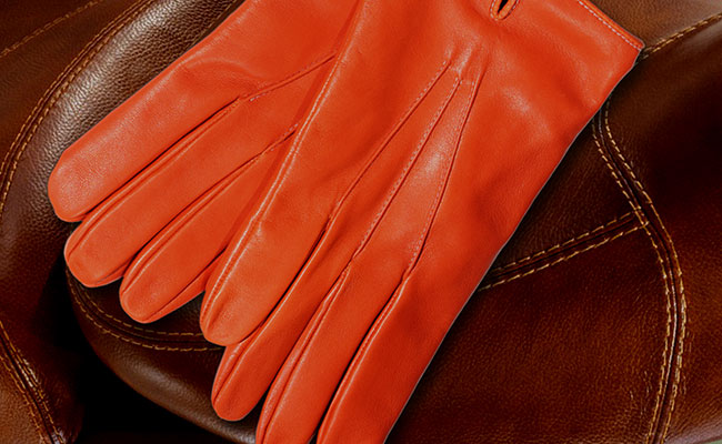 Men's coloured leather gloves - fitted 