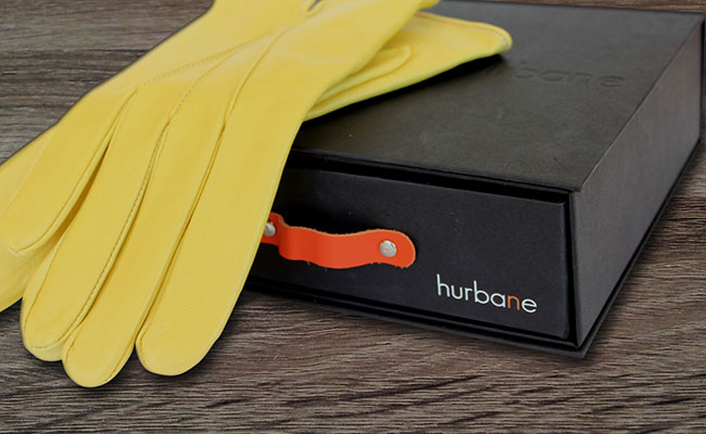 Men's coloured leather gloves - fitted straight cut - Yellow Lime leather