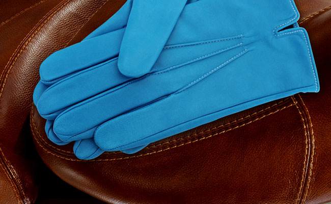 leather gloves blue