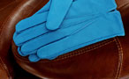 Men's coloured leather gloves - fitted straight cut - Arctic Blue