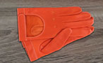 Men's coloured leather gloves - Rallye cut - Monastic orange