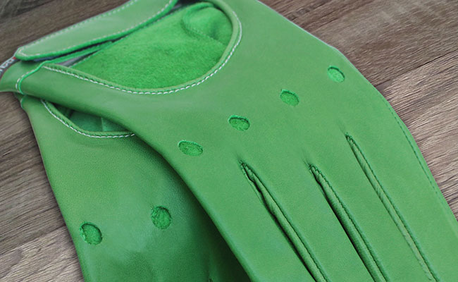Men's coloured leather gloves - Rallye cut - Bunker Green