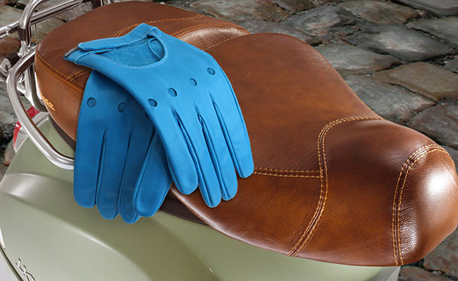 Men's coloured leather gloves - Rallye cut - Arctic Blue