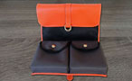Men's Toilet Bag - Monastic Orange leather