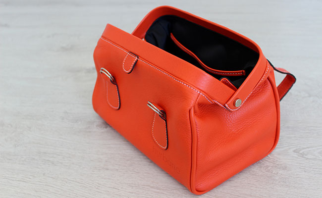 Leather toilet bag for men - Orange geniune leather