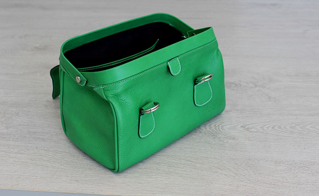 Leather toilet bag for men - Bunker Green geniune leather