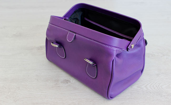 Leather toilet bag for men - Ultra Violet geniune leather