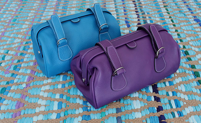 Leather toilet bag for men - Ultra Violet geniune leather