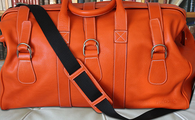 Men's calfskin travel bag - Monastic orange