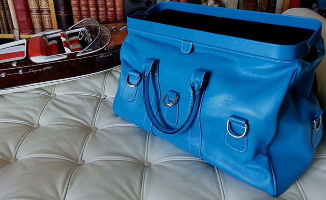 Men's calfskin travel bag - Arctic Blue